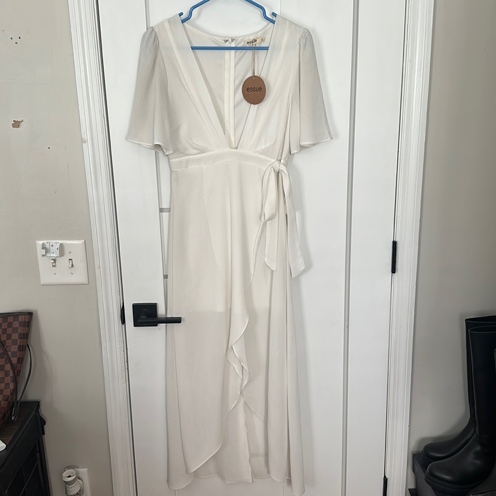 Essue white sheer maxi dress S